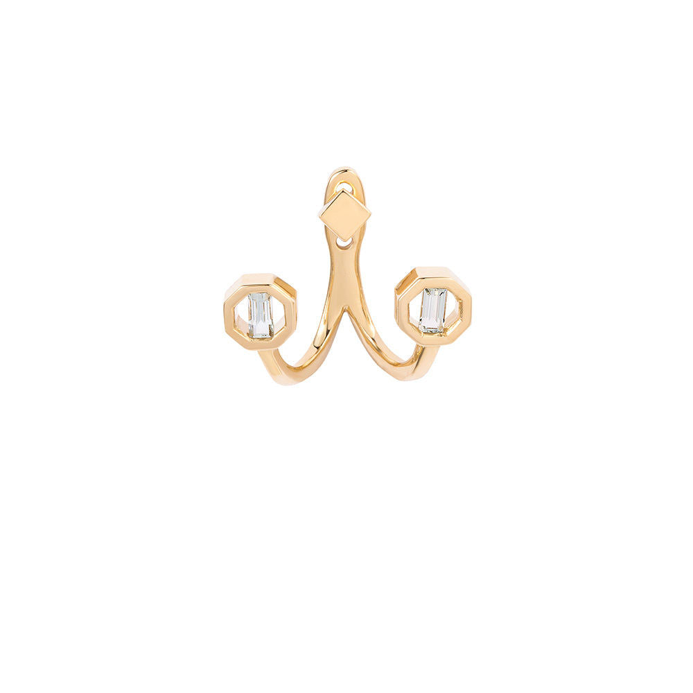 PREMIERE Octavia 18K Gold Ear Jacket w. Aquamarine, Citrin & Diamond