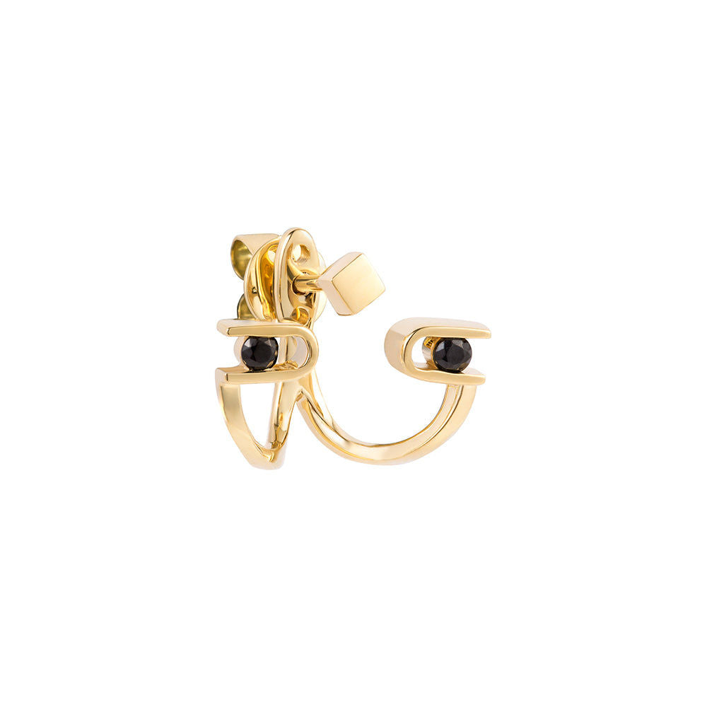 PREMIERE Paola 18K Gold Ear Jacket w. Pearl, Diamond & Spinel