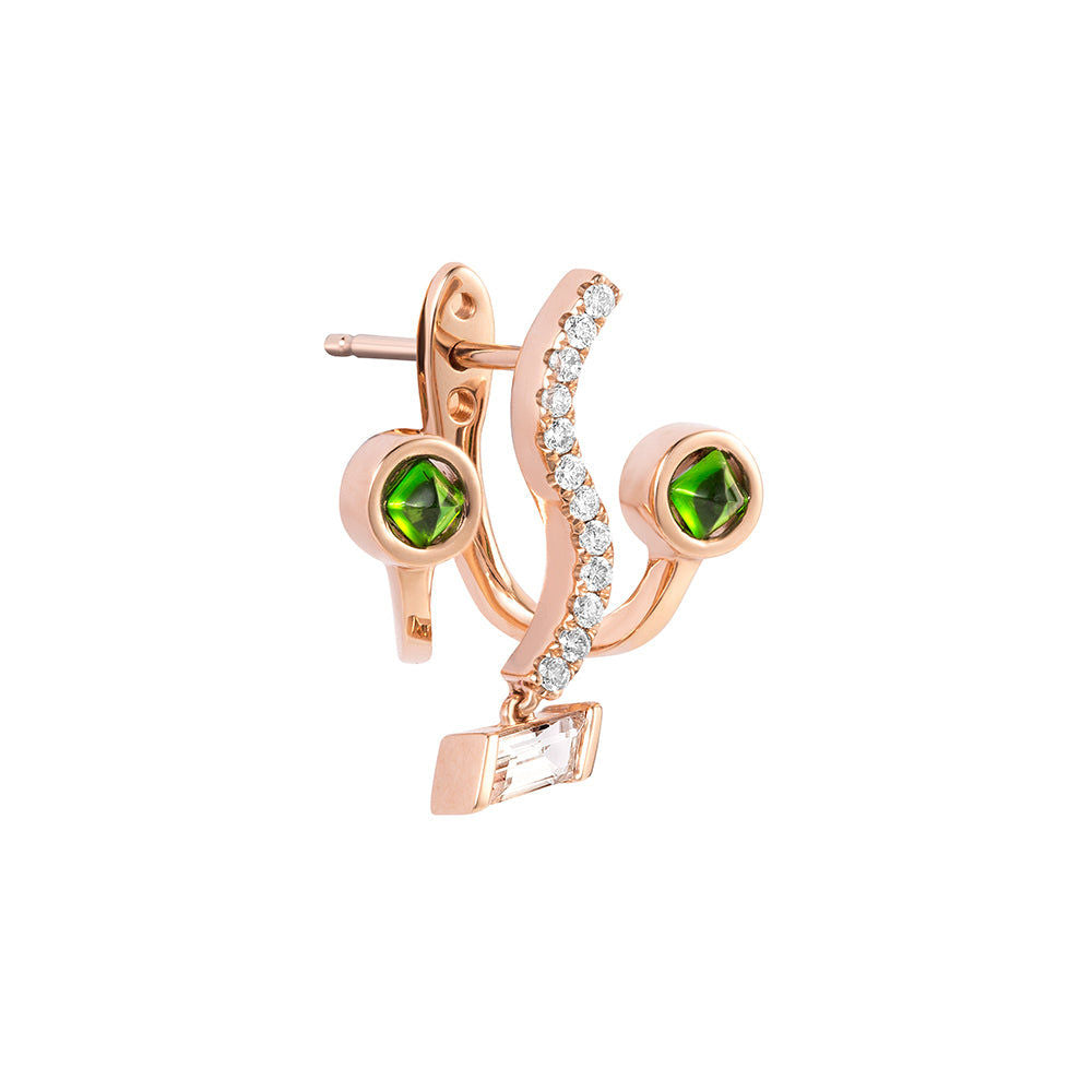 PREMIERE Violetta 18K Rosegold Ear Jacket w. Topaz, Diamond & Chrome diopside