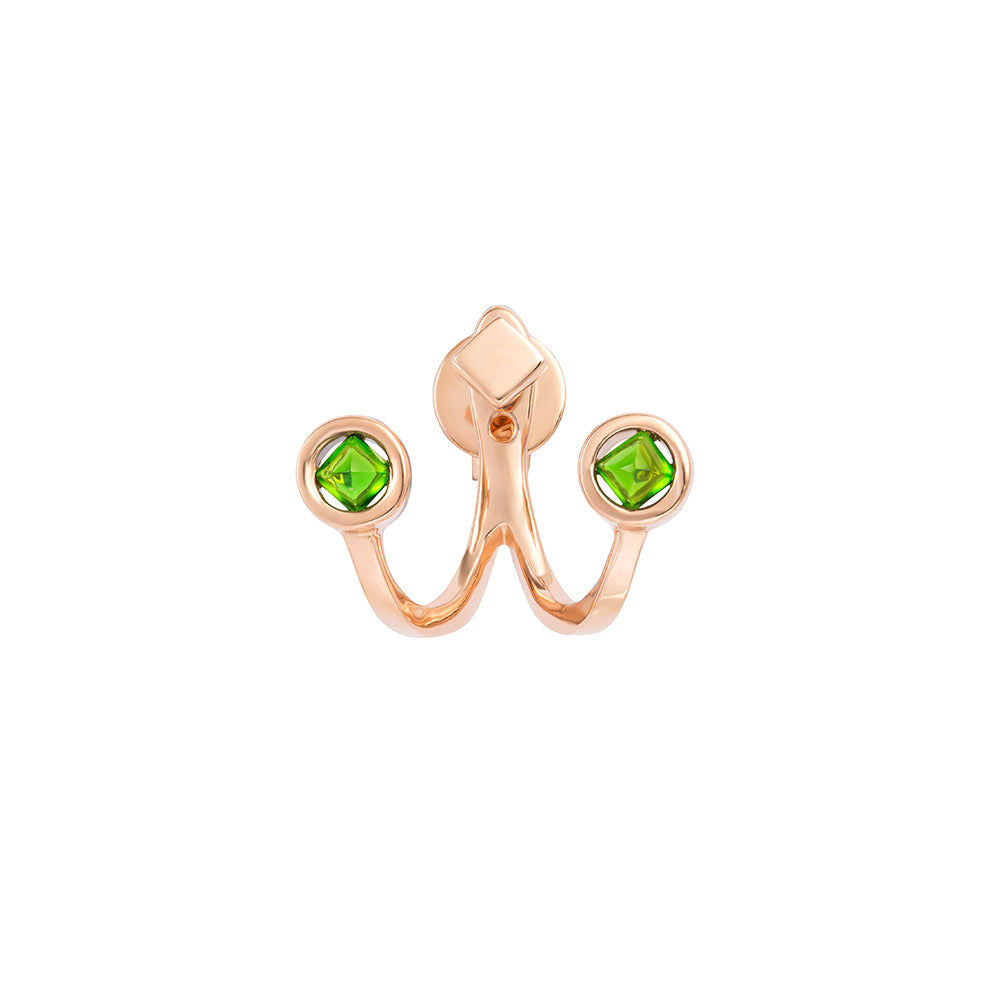PREMIERE Violetta 18K Rosegold Ear Jacket w. Topaz, Diamond & Chrome diopside