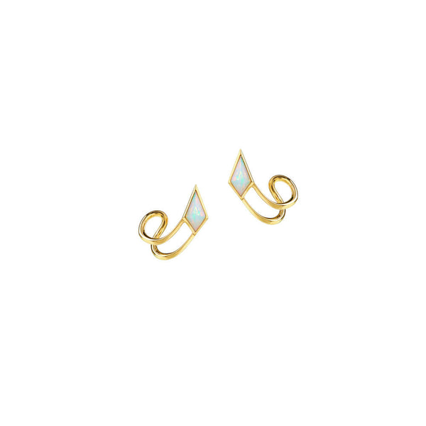 SPECTRUM Pirouette 18K Gold Earrings w. Opal
