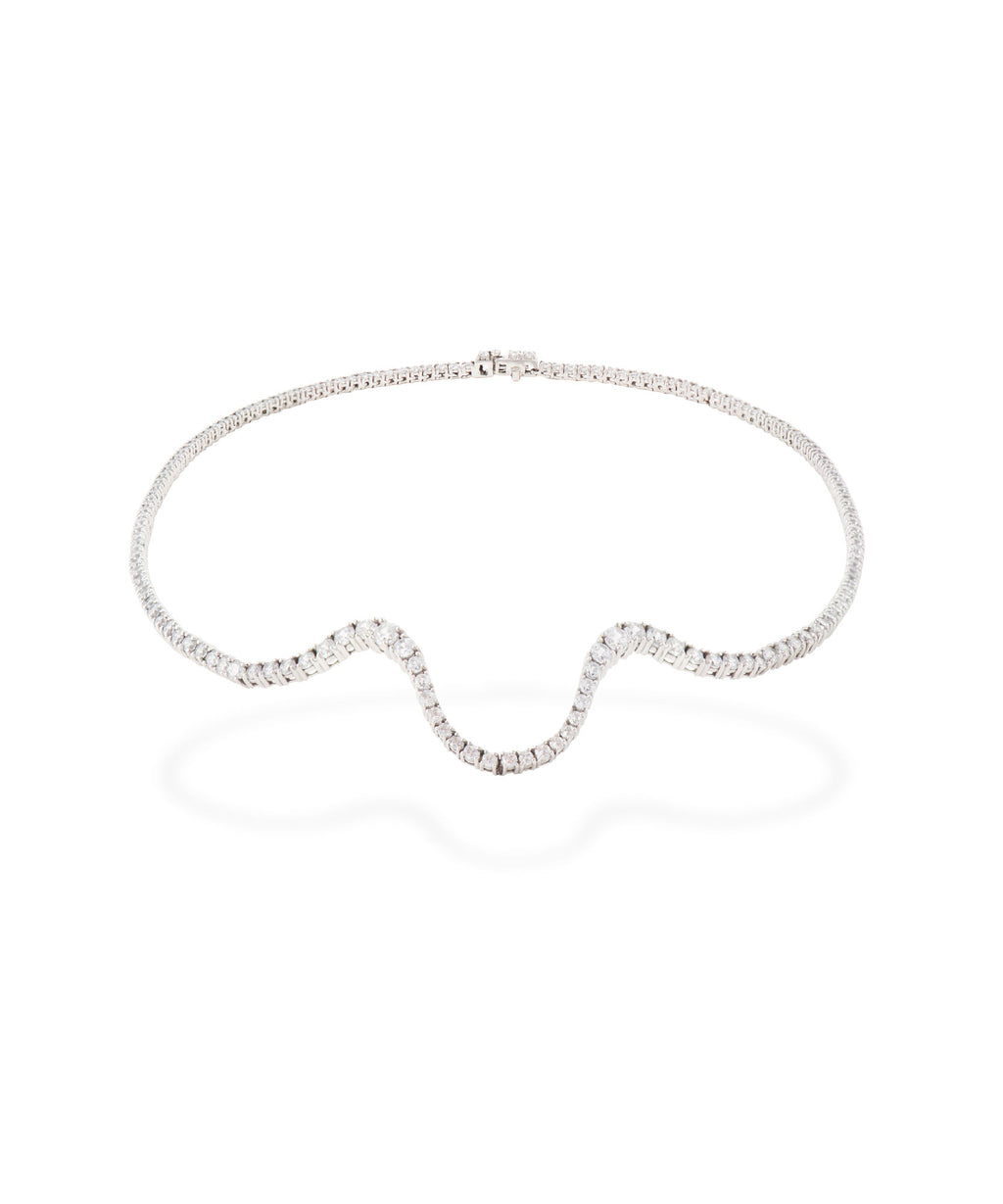 Radiant Pavé Choker 18K Whitegold Necklace w. Diamonds