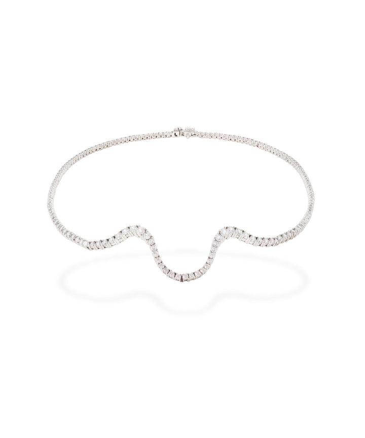 Radiant Pavé Choker 18K Whitegold Necklace w. Diamonds