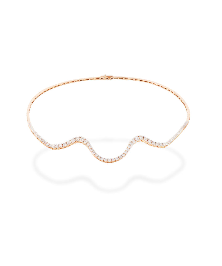 Radiant Half Choker 18K Rosegold Necklace w. Diamonds