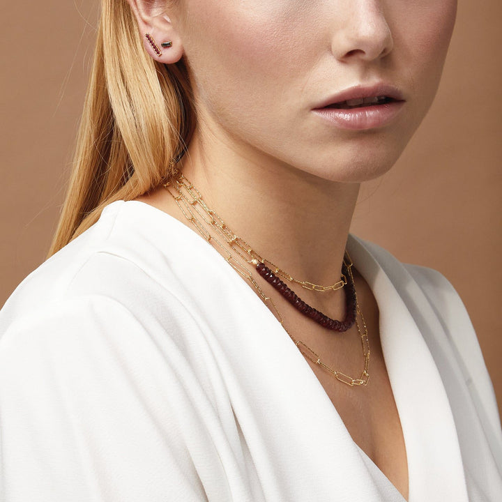 Brianda 18K Gold Plated Necklace w. Garnet