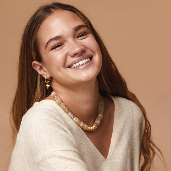 Collar Pebbles 18K Gold Plated Necklace w. Citrin