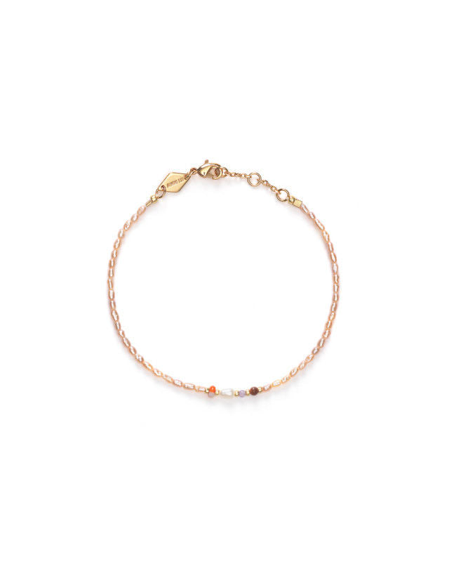 Rice & Shine Peach Melba Forgyldt Armbånd m. Pink Glasperler