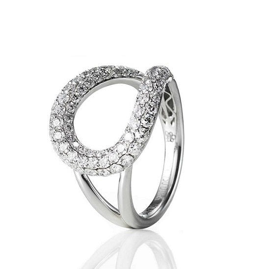 Wave 18K Gold, Rosegold or Whitegold Ring w. Diamonds