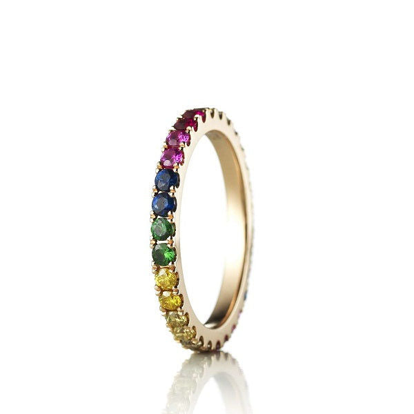 Flower Rainbow 18K Guld, Rosaguld eller Hvidguld Ring m. Diamanter