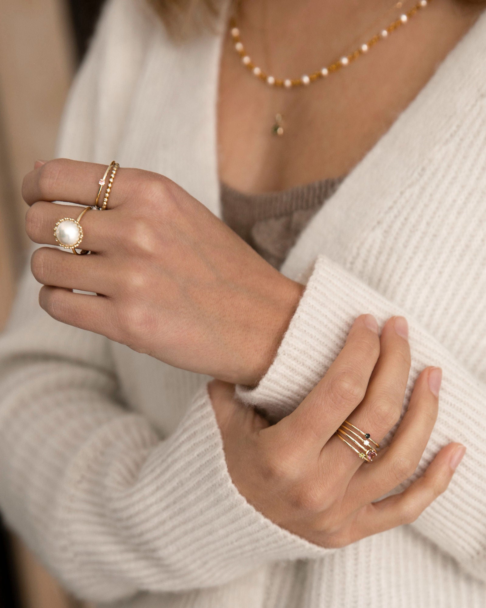 Dome 10K Gold Ring w. Pearl