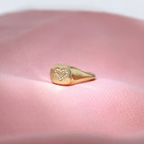 Rock Heart Signet Solid 18K Guld Ring m. Diamanter
