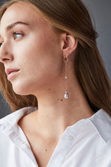 Fryd Chain 18K Gold Earring-Pendant w. Diamonds & Pearl