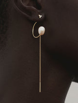 Fryd Chain 18K Whitegold Earring-Pendant w. Diamond & Pearl