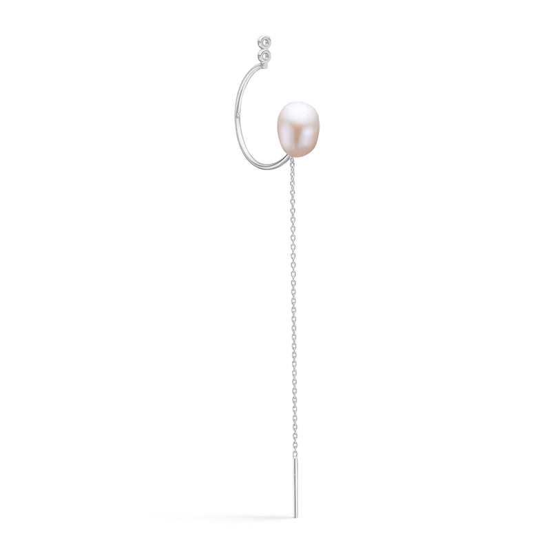 Fryd Chain 18K Whitegold Earring-Pendant w. Diamond & Pearl
