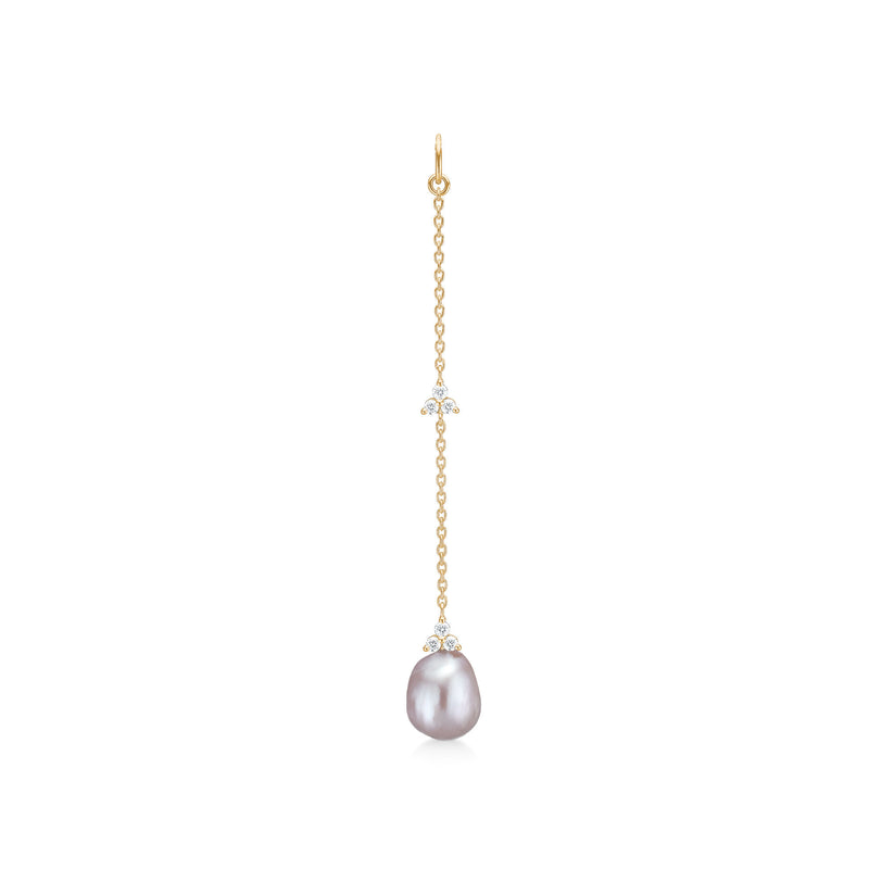 Fryd Chain 18K Gold Earring-Pendant w. Diamonds & Pearl