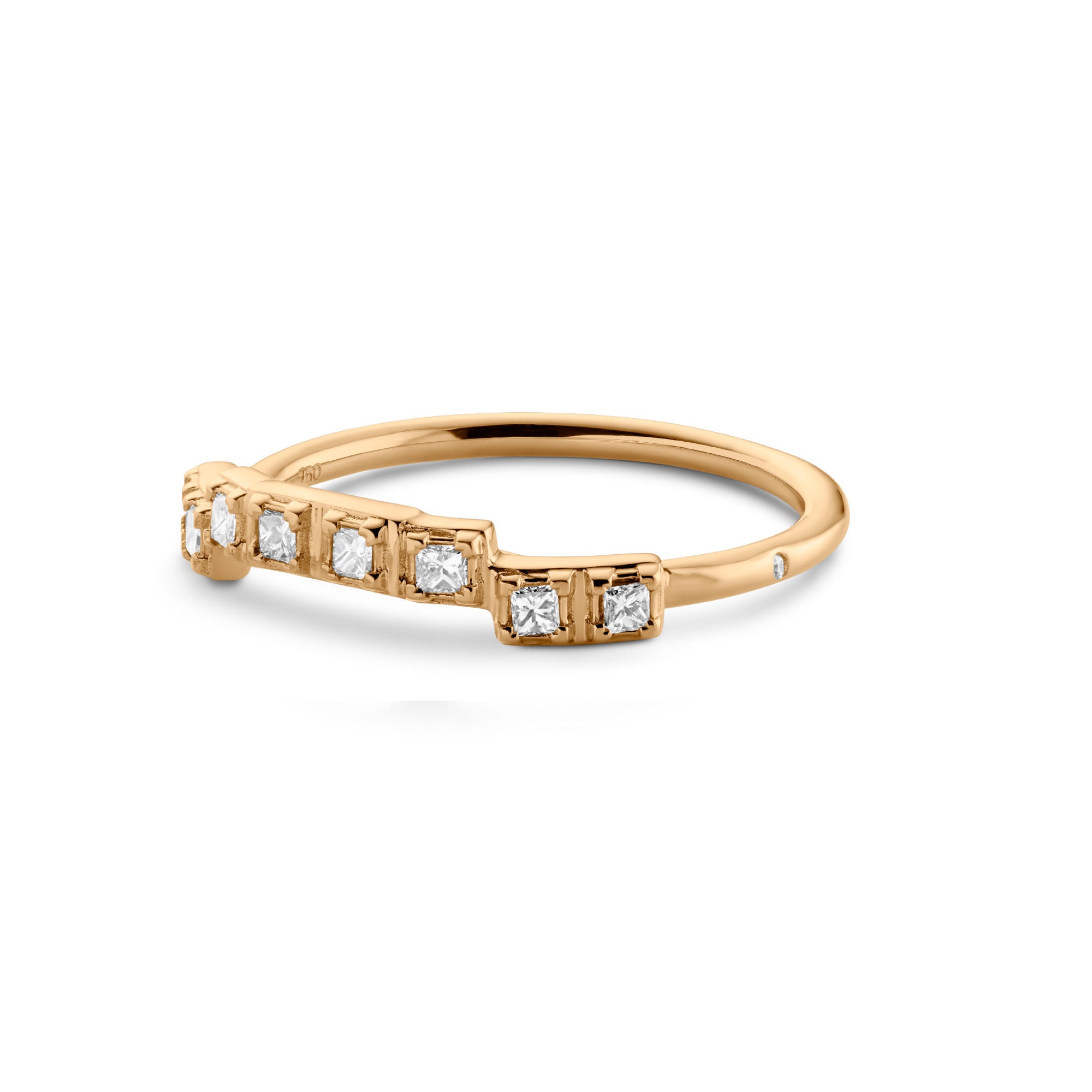 Raw klassischer Curve Goldring 18K I Weiße Diamanten