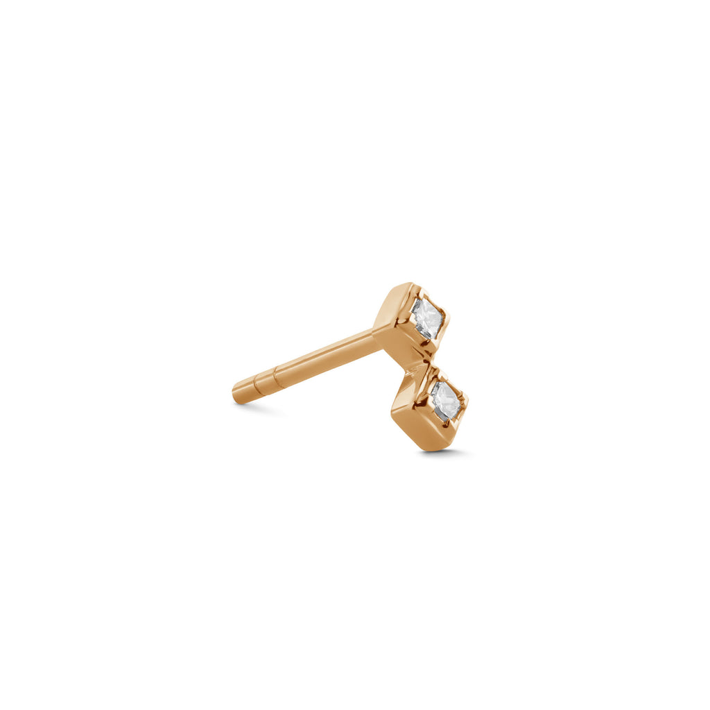 Raw Classic Harlequin 18K Gold Stud w. Diamonds