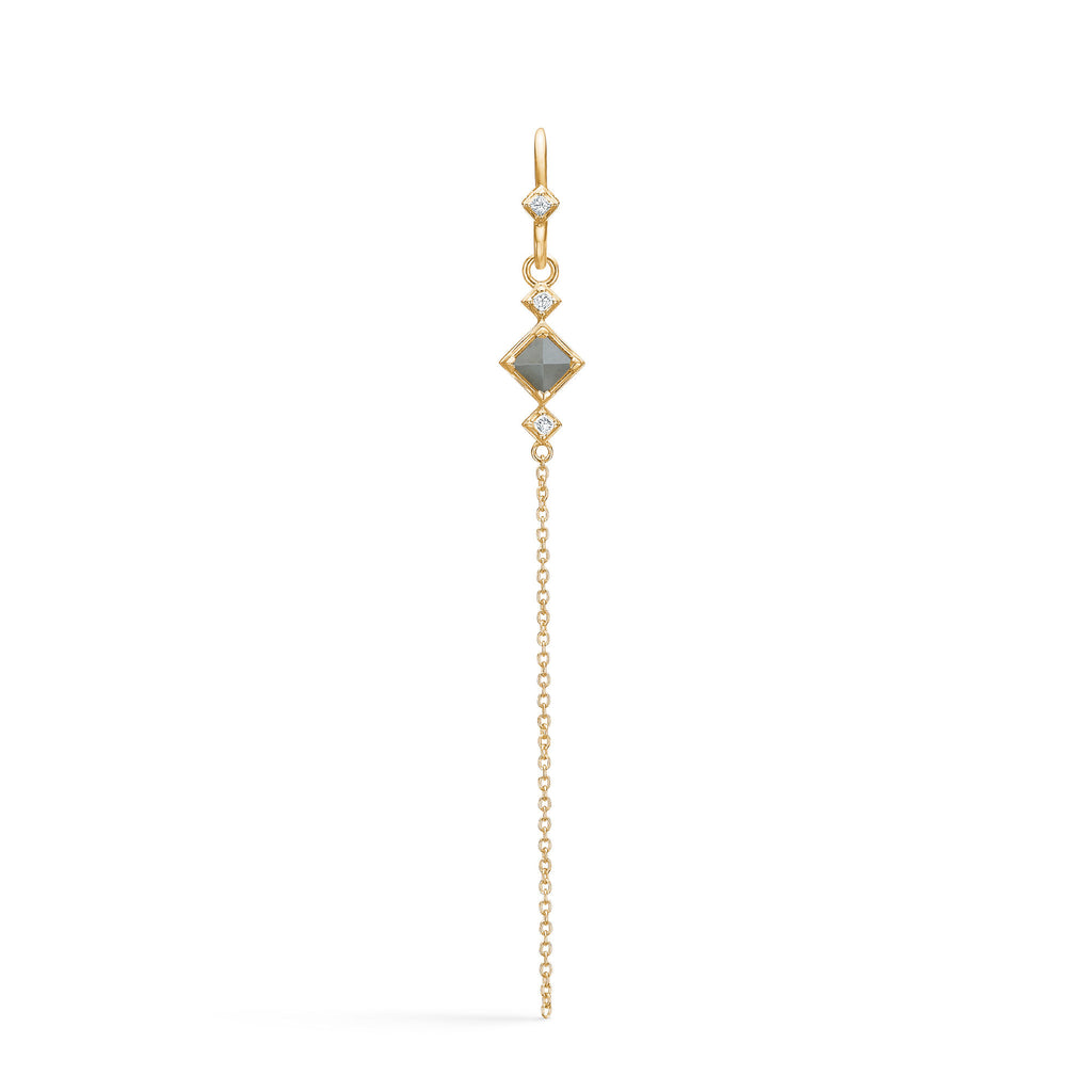 Raw Classic Pointy 18K Gold Earring w. Diamonds