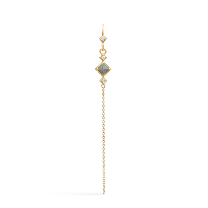 Raw Classic Pointy 18K Gold Earring w. Diamonds