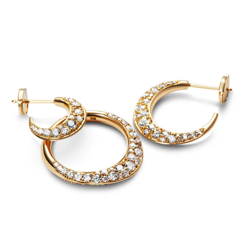 Tiny Single Pave 18K Gold Hoop w. Diamonds