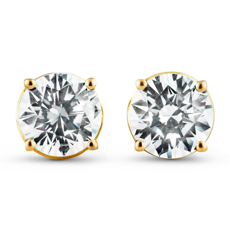 Solitaire 18K Gold Studs w. Diamonds