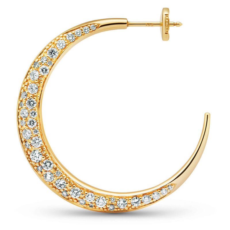 Large Double Pave 18K Gold Hoop w. Diamonds