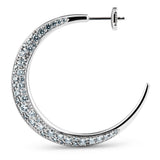 Large Double Pave 18K White Gold Hoop w. Diamonds