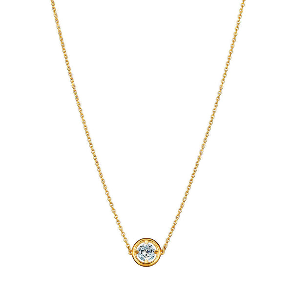 No 1 Solitaire 18K Gold Necklace w. Diamond
