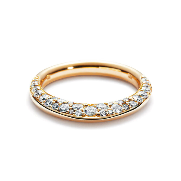 Single Pave 18K Guld Ring m. Diamanter