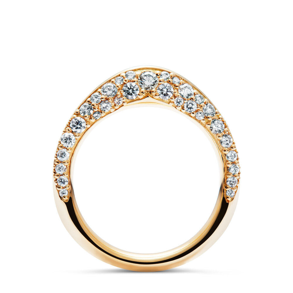 Single Pave 18K Guld Ring m. Diamanter
