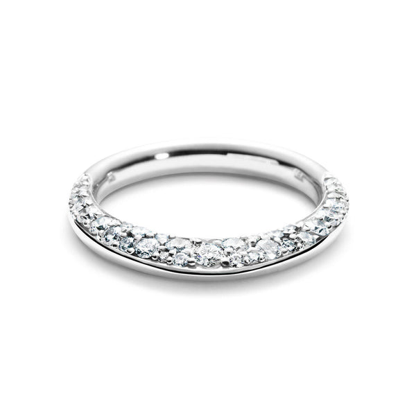 Single Pave 18K Hvidguld Ring m. Diamanter