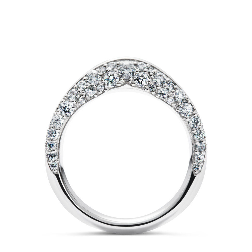 Double Pave 18K White Gold Ring w. Diamonds