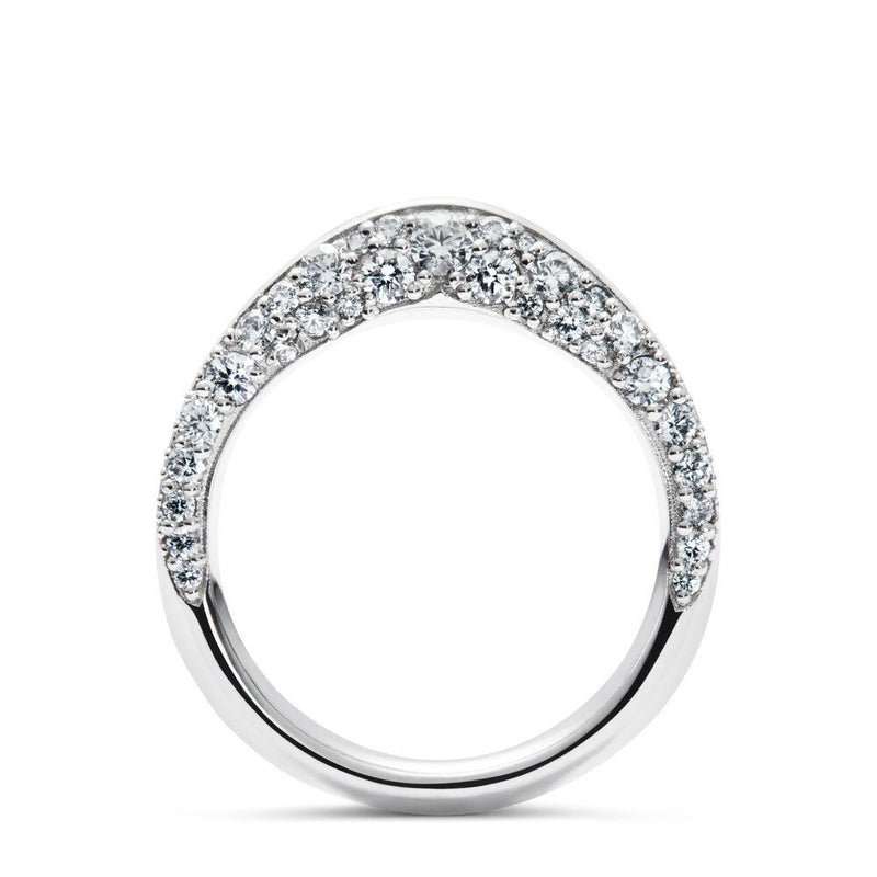 Dobbelt Pave 18K Hvidguld Ring m. Diamanter