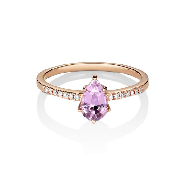 Rosa Nutana 18K Rosaguld Ring m. Safir & Diamanter