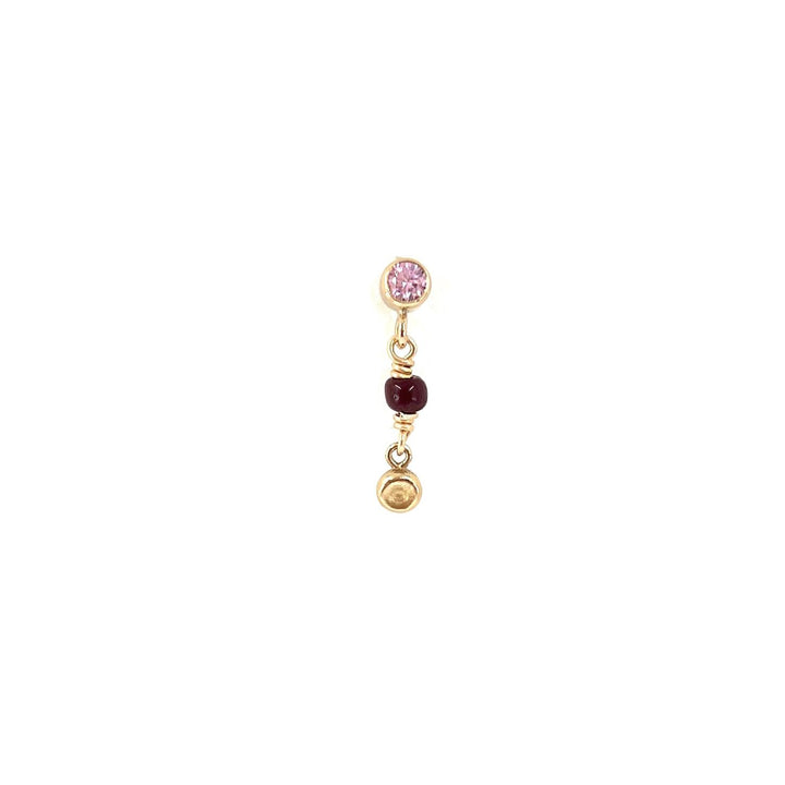 Rosina 14K Goldfilled Stud w. Zirconia & Vintage Glass Bead