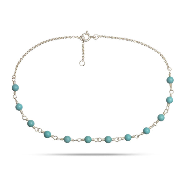 Blue Silver Anklet w. Turquoise
