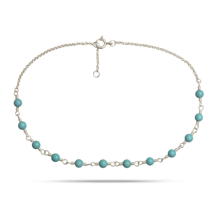 Blue Silver Anklet w. Turquoise