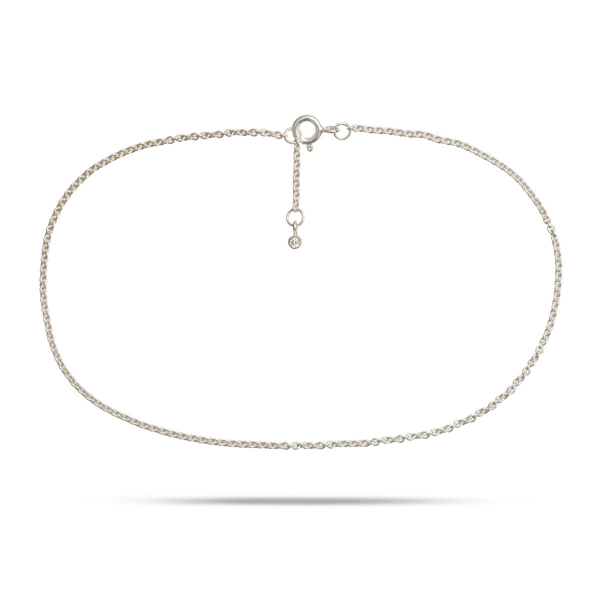 White Silver Anklet w. Zirconia
