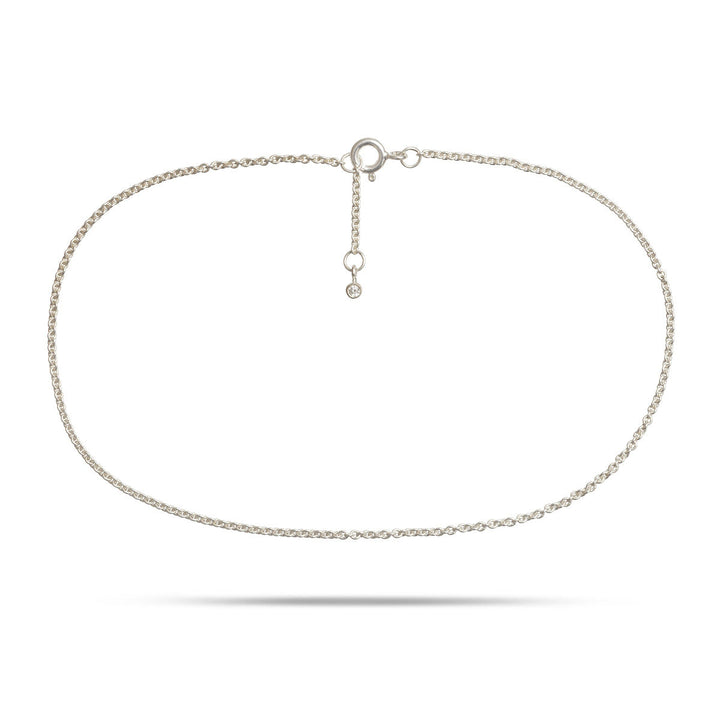 White Silver Anklet w. Zirconia