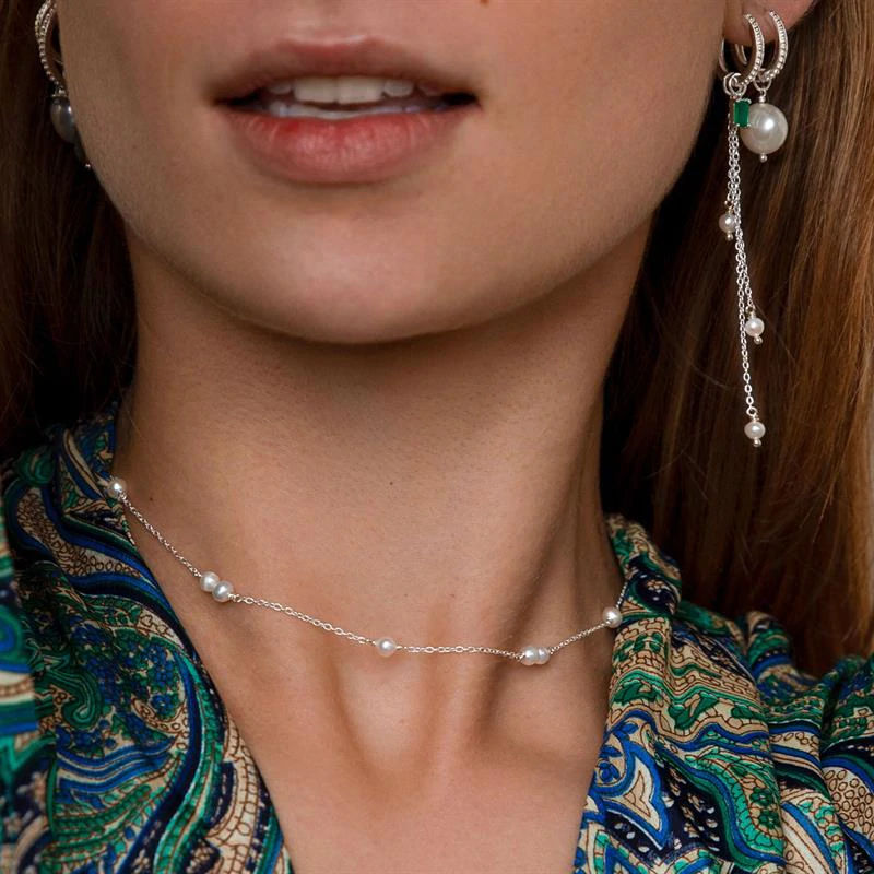 Halskette aus Silber I Perlen