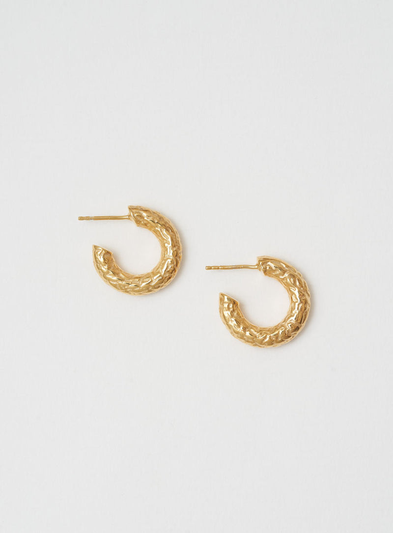 Small Strucutured 14K Gold Plated Hoops