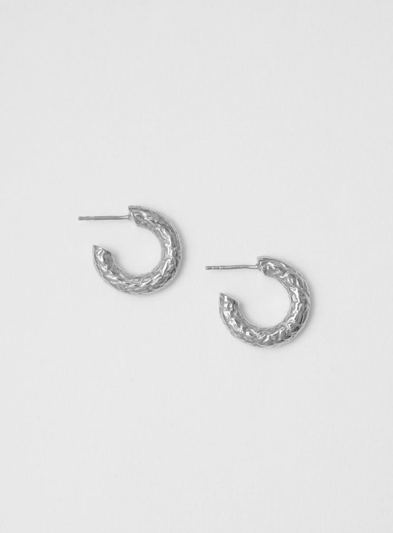 Small Strucutured Silver Hoops