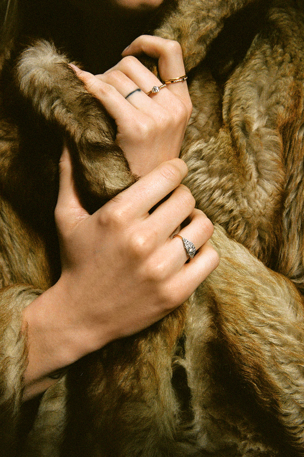 Signet 18K Rosegold & Whitegold Ring w. Diamonds