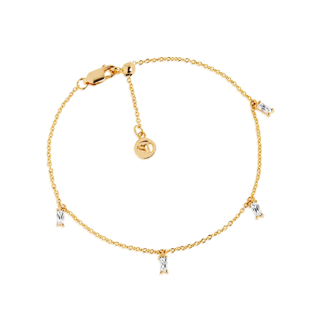 Princess Baquette Armband I Vergoldet I Weißer Zirkon