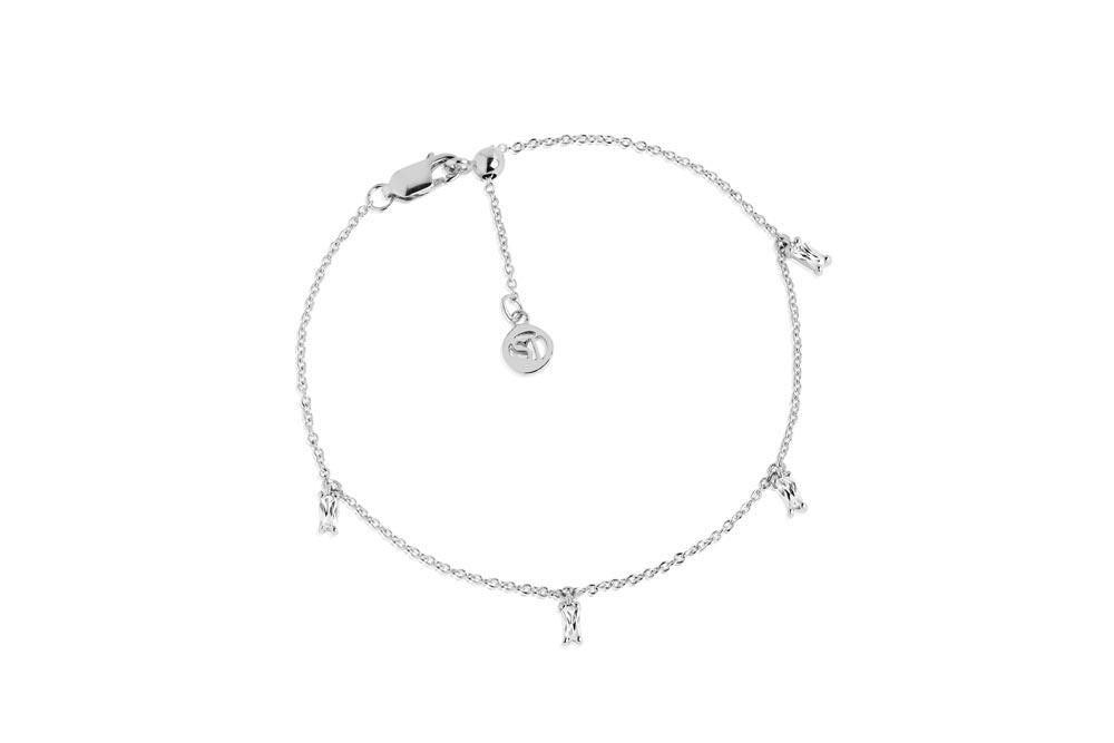 Princess Baquette Silver Bracelet w. White Zirconias