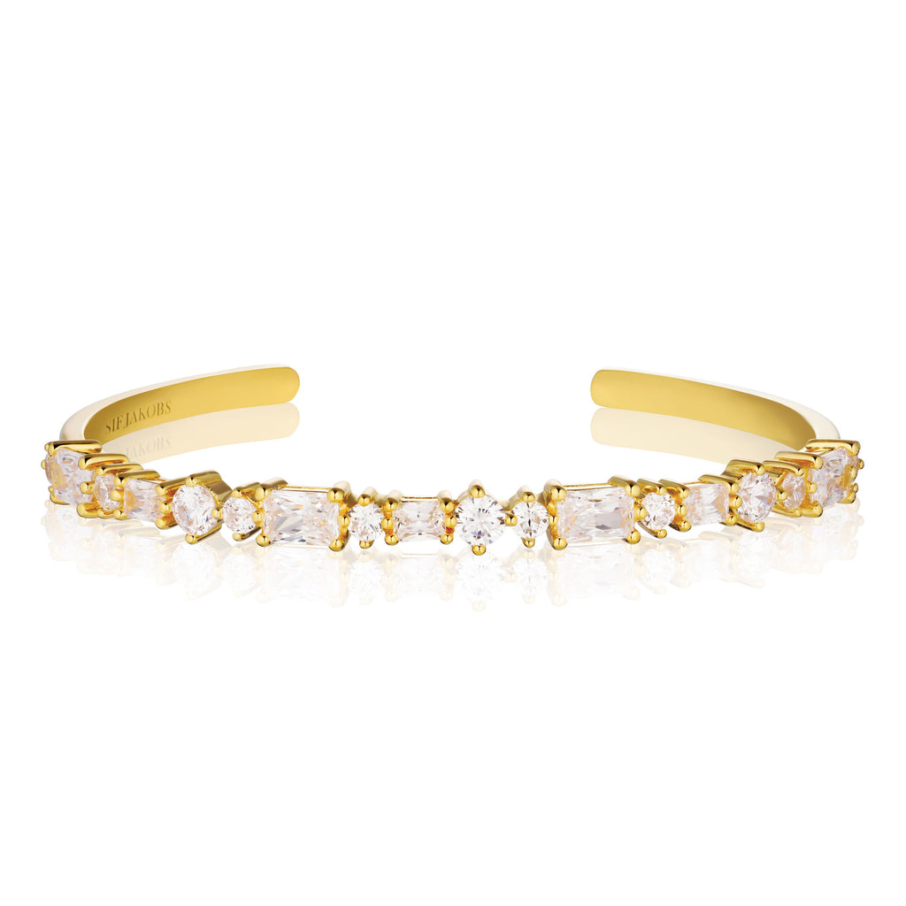 Ivrea 18K Gold Plated Bangle w. Zirconias