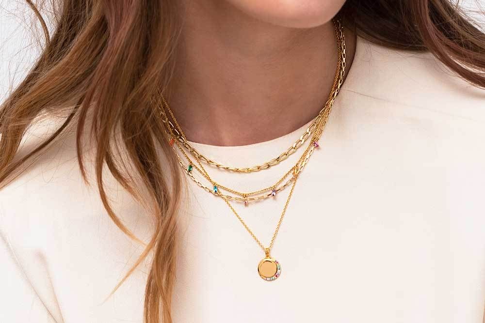 Princess Baquette Halskette I Vergoldet I Rosa, blauer, grüner, oranger & lila Zirkon