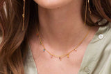 Princess Baquette Gold Plated Necklace w. Pink, Blue, Green, Orange & Purple Zirconias
