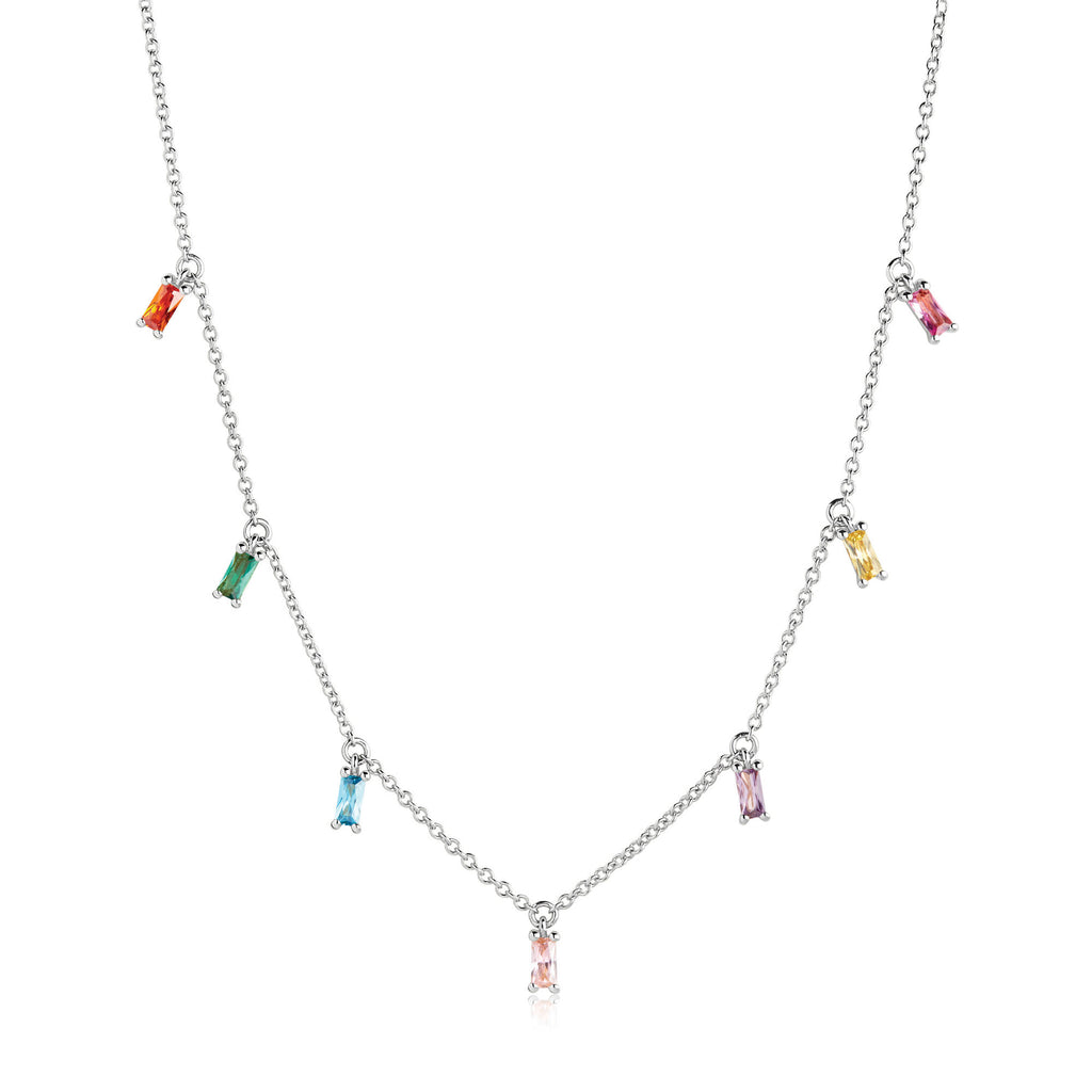 Princess Baquette Sølv Halskæde m. Zirkoner