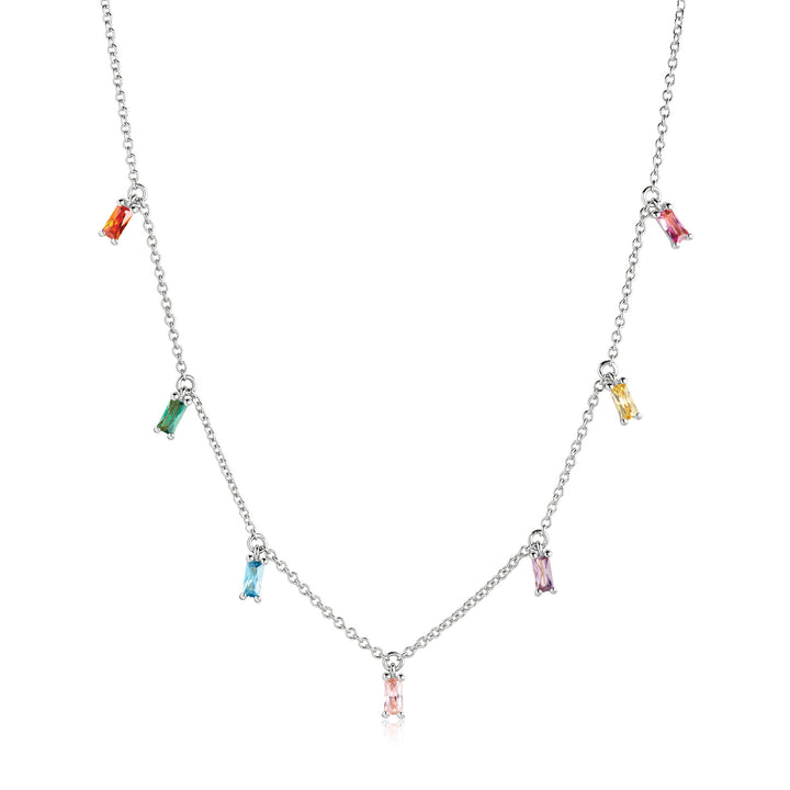 Princess Baquette Sølv Halskæde m. Zirkoner